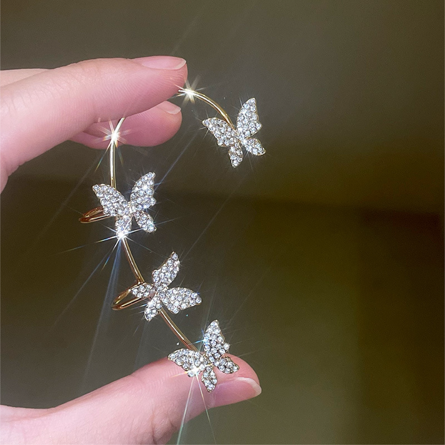 Sparkling Butterfly Ear Cuff Earring|(Sliver/Gold)