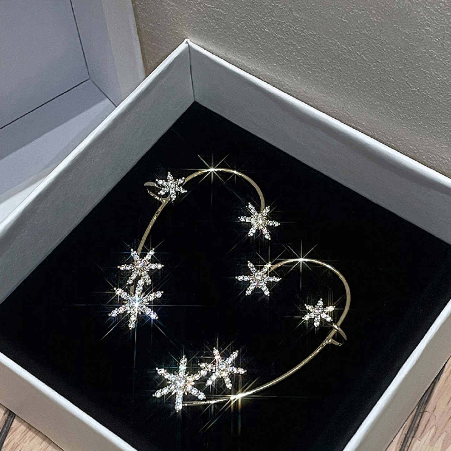 Sparkling Snowflake Ear Cuff Earring|(Sliver/Gold)