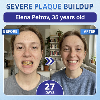 Before and after — plaque buildup
